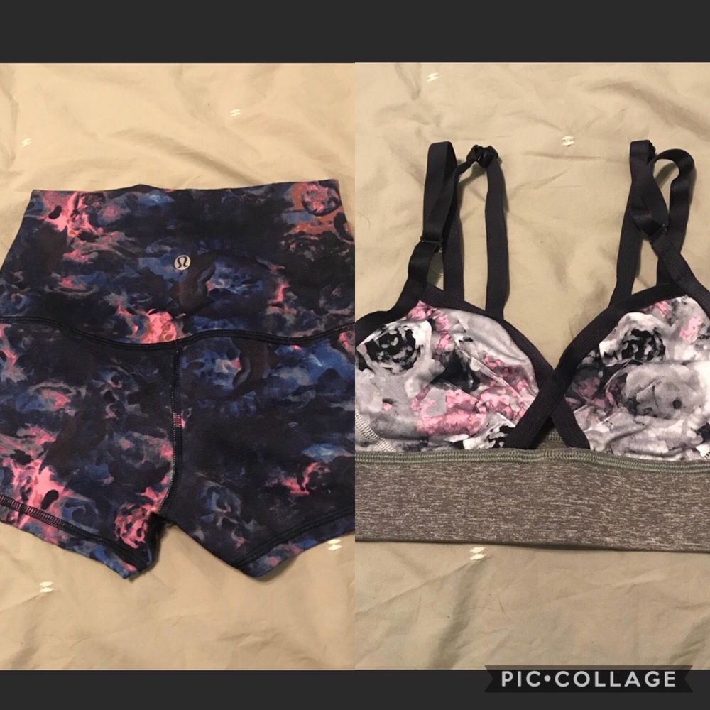 LuluLemon floral short/bralette bundle!!